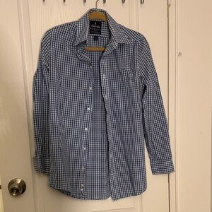 Stafford Blue and White Checkered Dress Shirt